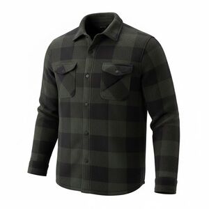 Black and Green Plaid Shirt Jacket